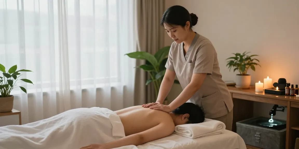 오산출장안마 serene massage therapy session with calming ambiance and professional therapist.
