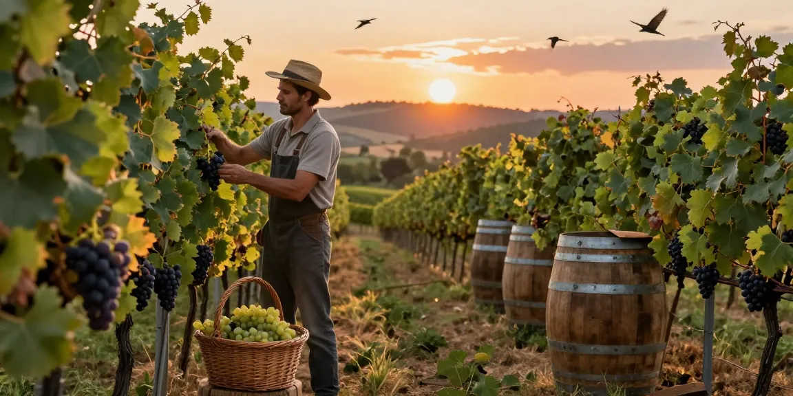 Boutique wines in Long Island featured at a picturesque vineyard during golden hour.