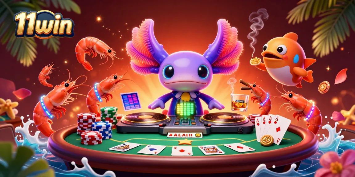 Experience exciting poker action with the vibrant 11win axolotl DJ and dynamic characters at play.