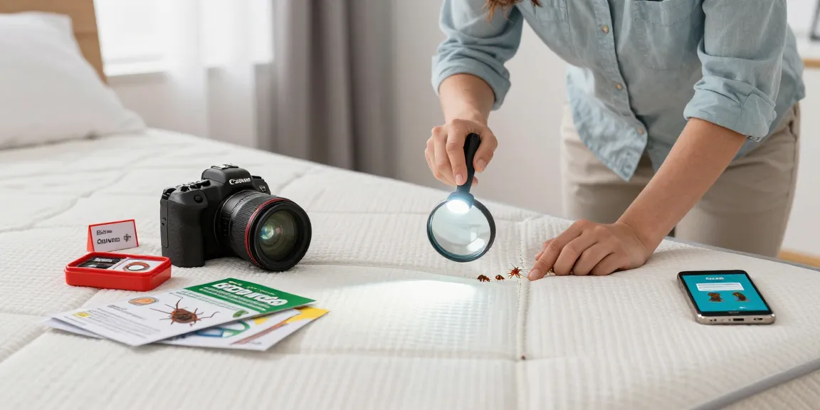 Person conducting bed bug pest control inspection in a bedroom, highlighting proactive measures against infestations.