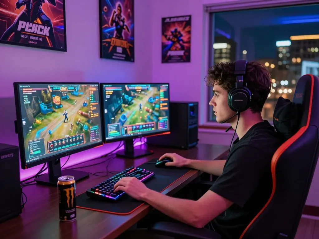 Sun win gaming setup with dual monitors and vibrant lighting for an immersive betting experience.