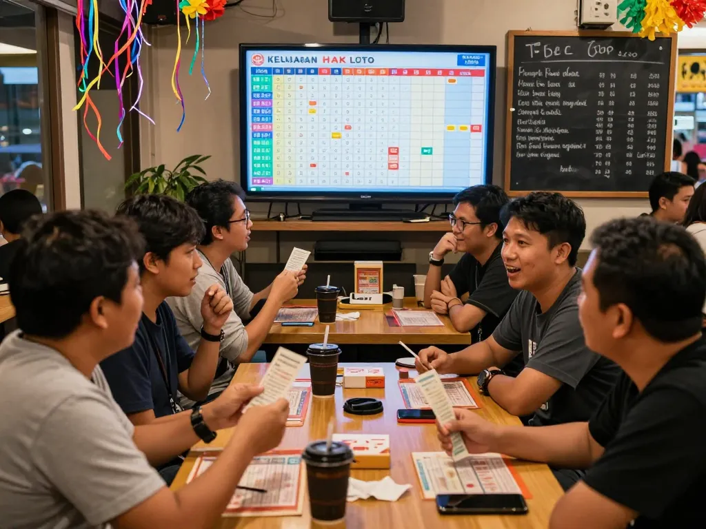 Suasana undian langsung Keluaran HK Lotto dengan para penjudi antusias berkumpul untuk memeriksa hasil terbaru dalam pengaturan komunitas yang dinamis.
