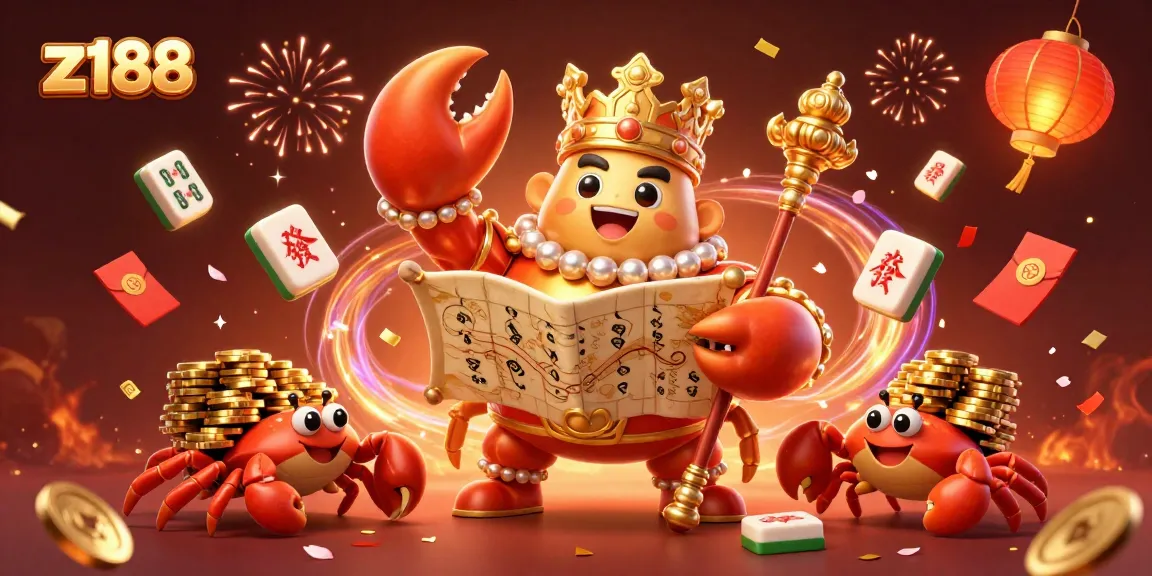 Join the excitement of z188 casino with a dazzling crab emperor and treasure-filled atmosphere.
