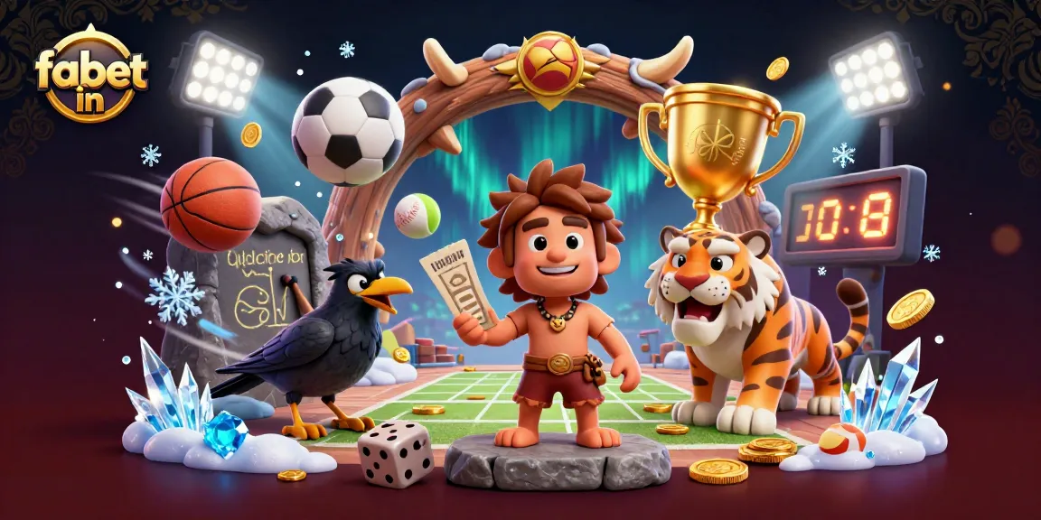 Experience dynamic sports betting action with fabet in a captivating prehistoric casino scene.