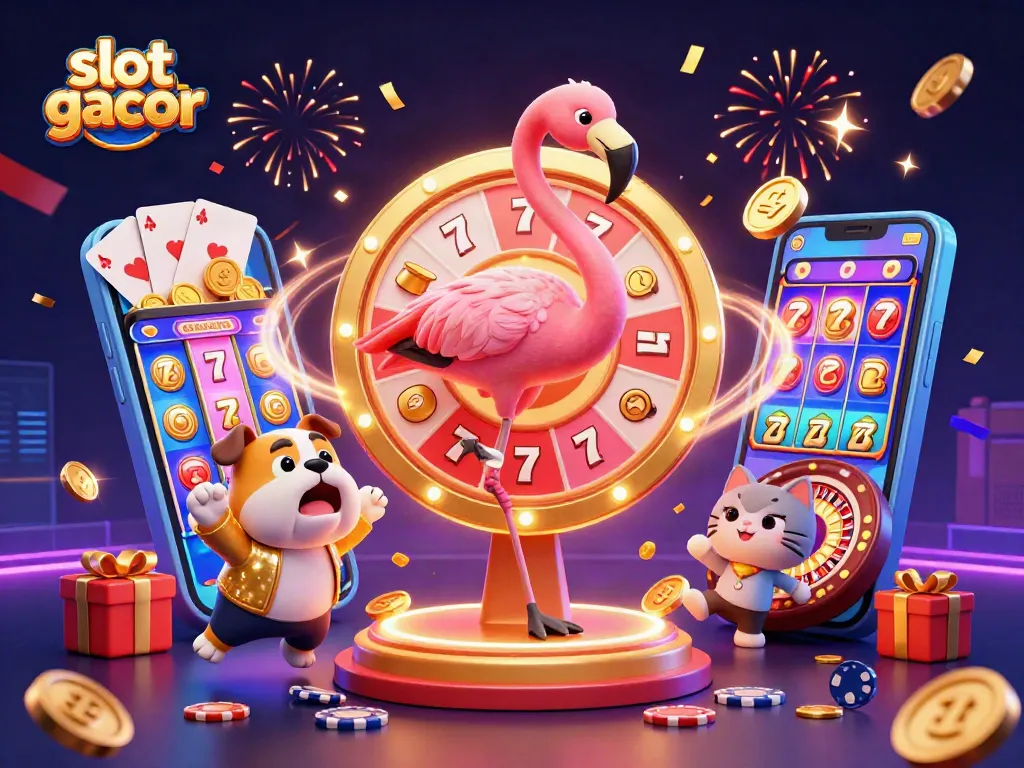 Engage with slot gacor action featuring colorful slot game dynamics, golden prizes, and vibrant casino energy.