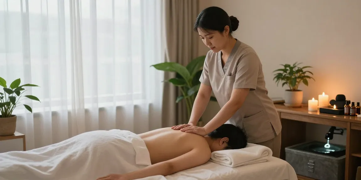 오산출장안마 serene massage therapy session with calming ambiance and professional therapist.