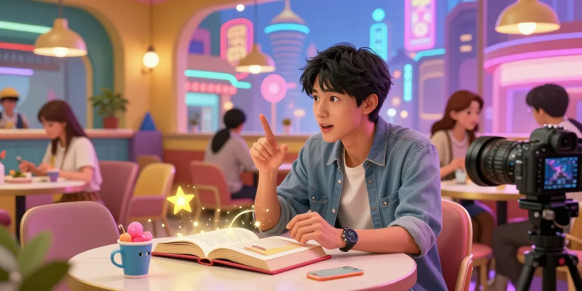 A dynamic hentaigames scene showcasing vibrant characters in an interactive visual novel, engaging dialogue in a colorful café setting.