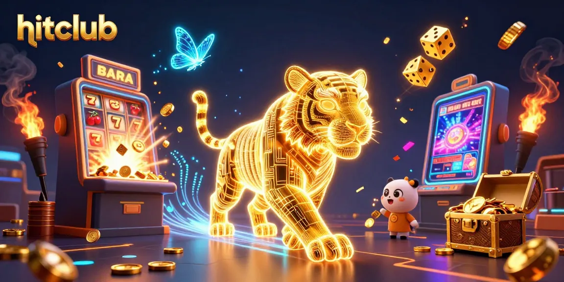 Experience excitement with hitclub's neon-lit casino adventure featuring a vibrant slot machine.