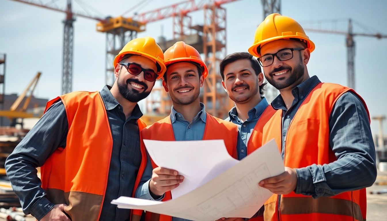 Construction advocacy highlighted by workers collaborating on-site, showcasing teamwork.