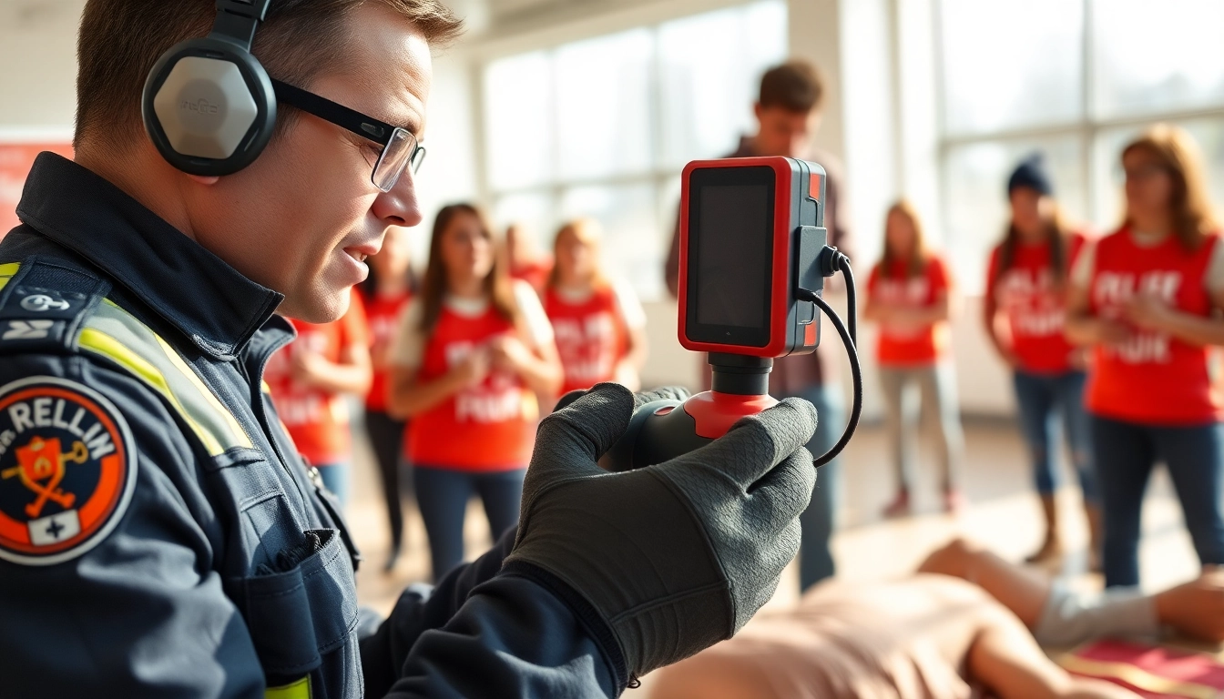 Demonstrating the choking rescue device in action during a lifesaving training session.