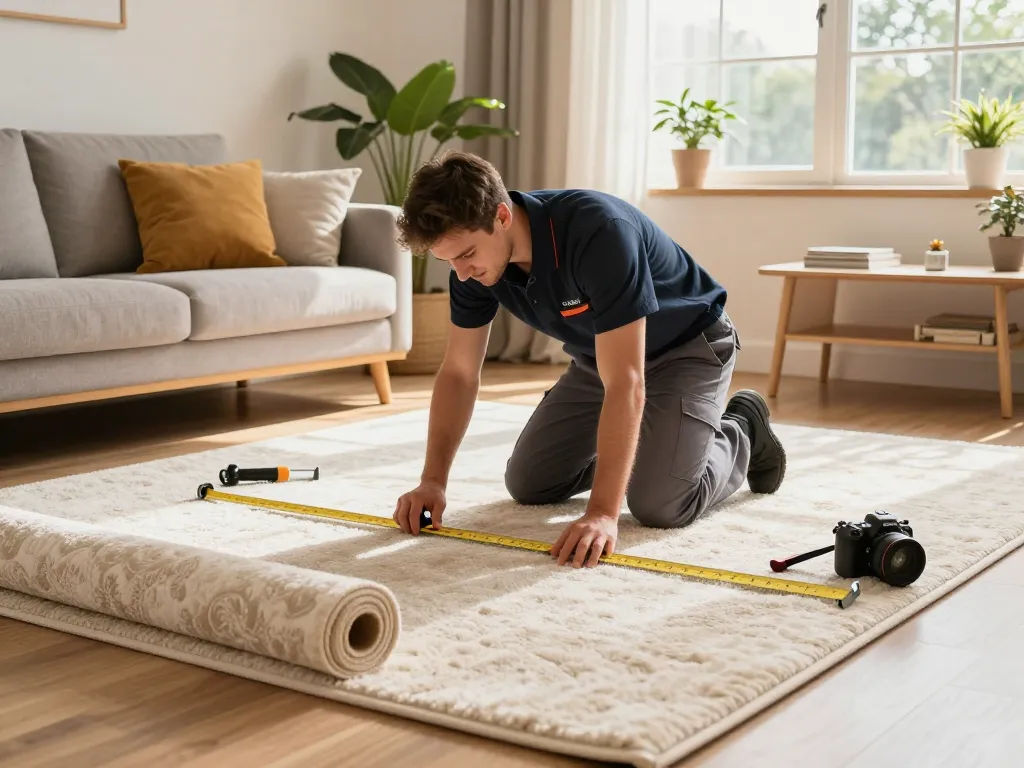 Professional carpet fitting services West London in a cozy living room with sunlight streaming through windows.