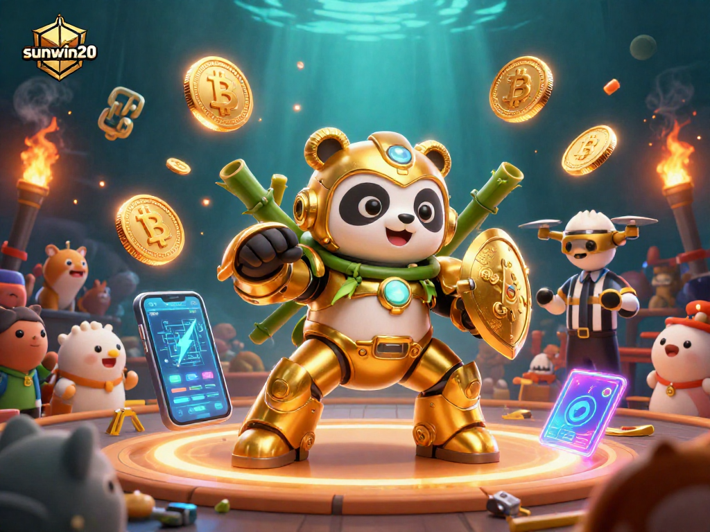 Engage in thrilling gameplay with sunwin20 as the golden panda battles in the futuristic casino arena.