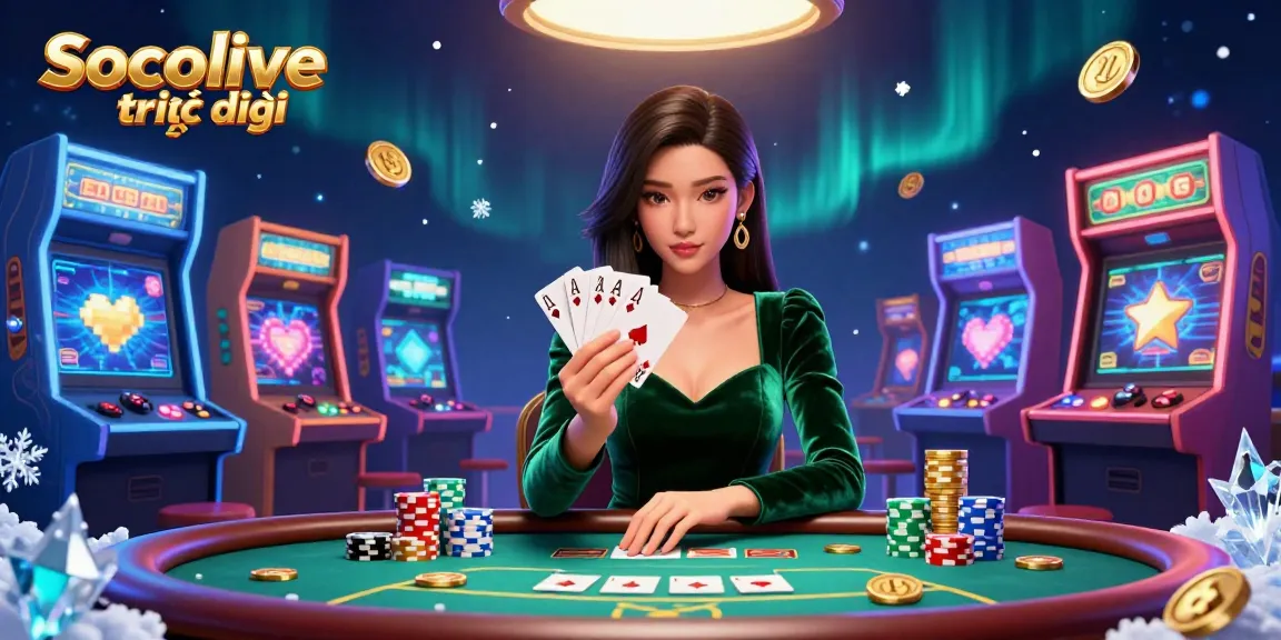 Socolive trực tiếp offers a captivating casino gaming experience with high-stakes poker and vibrant arcade elements.
