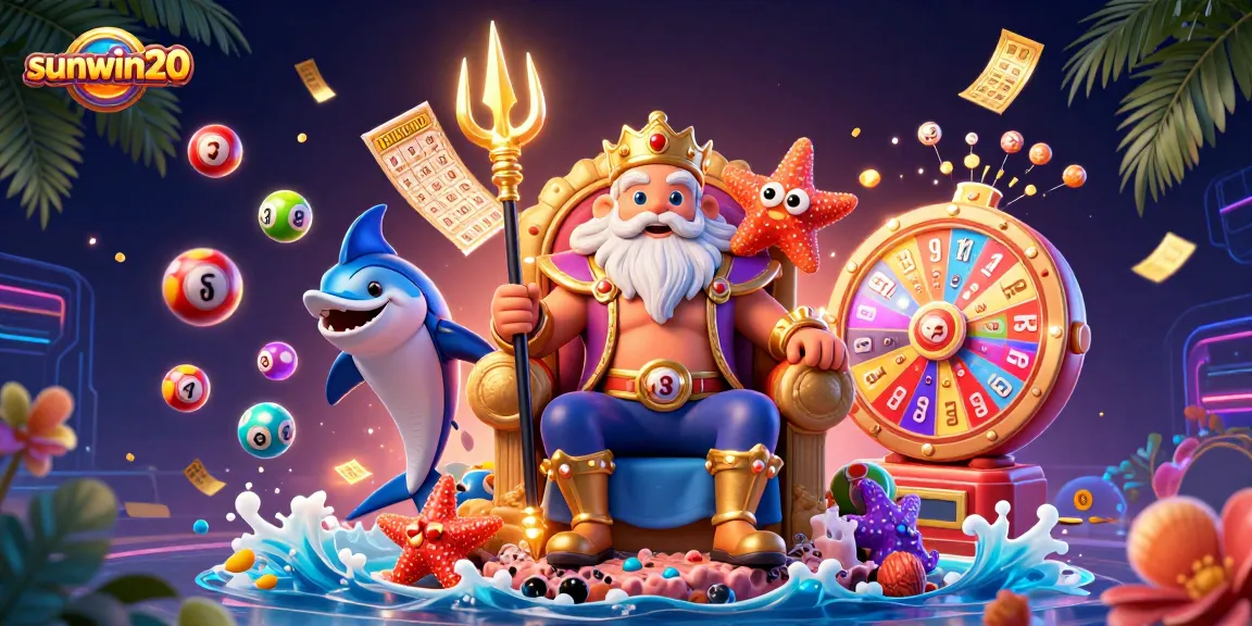 Engage in thrilling lottery action with sunwin20 as colorful balls bounce around Neptune's underwater kingdom.