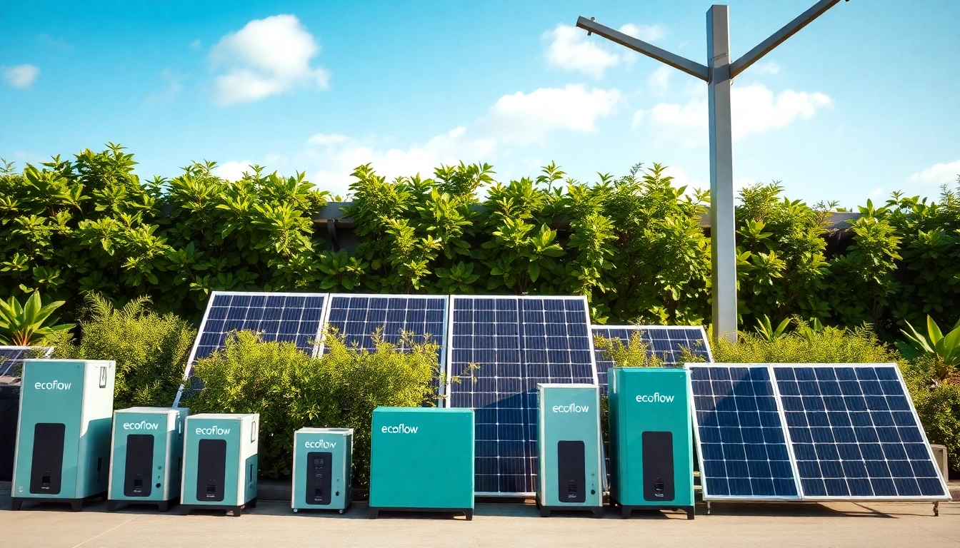 EcoFlow solar energy solutions displayed in an eco-friendly outdoor setting.