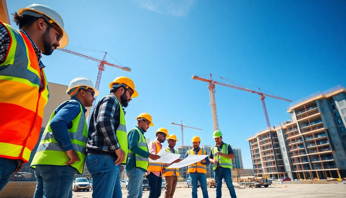 Engaging Carolina construction news with workers collaborating at a busy site.