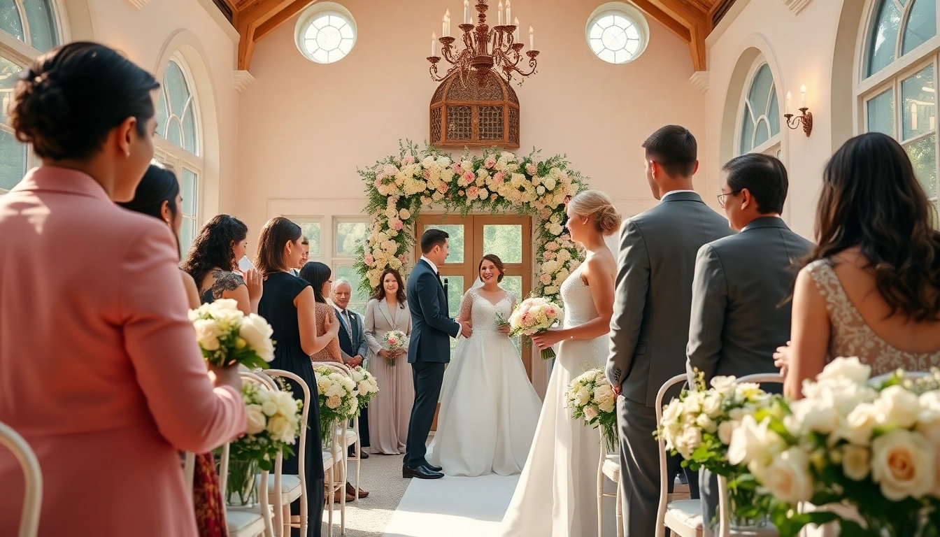 Best Wedding Venue Jacksonville showcasing an elegant ceremony with a couple exchanging vows surrounded by flowers.