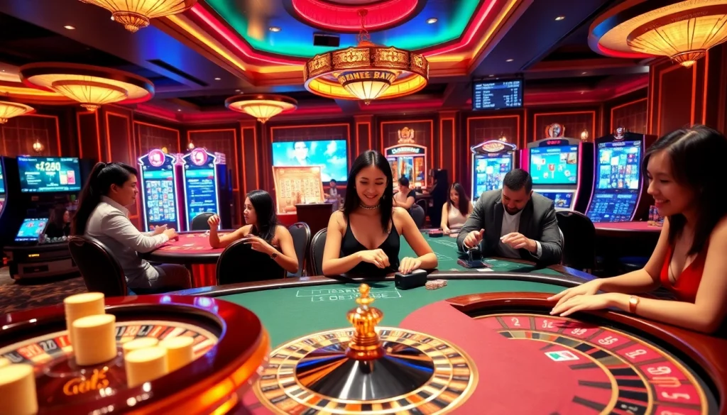 Engaged players celebrating their wins at U 888 casino tables amidst vibrant gaming ambiance.