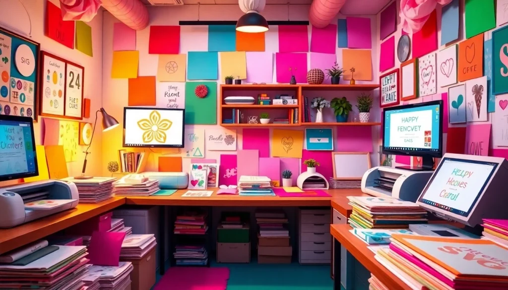Explore colorful design bundles svg crafted for Cricut and Silhouette in a creative workspace.