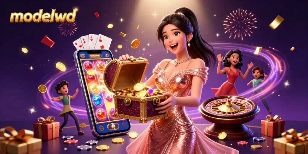 Experience thrilling wins at modalwd with a treasure chest overflowing with coins and slot game excitement.
