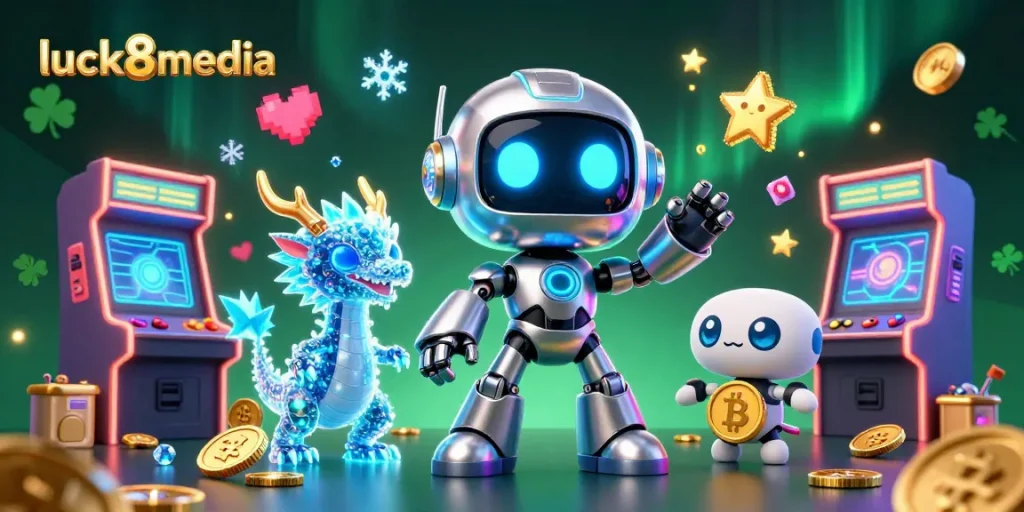 Engage with luck8media for a thrilling online gaming experience featuring colorful casino elements and futuristic characters.