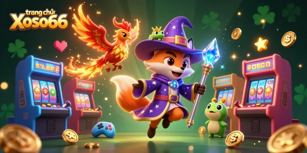 Experience the excitement of gachas and spins at trang chủ Xoso66 with fantasy characters in a colorful casino setting.