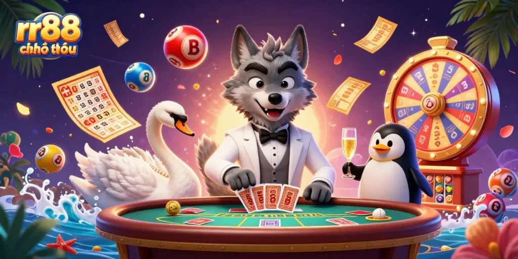 Engage in thrilling baccarat action at rr88 chính thức with a debonair wolf, elegant swan, and sophisticated penguin.