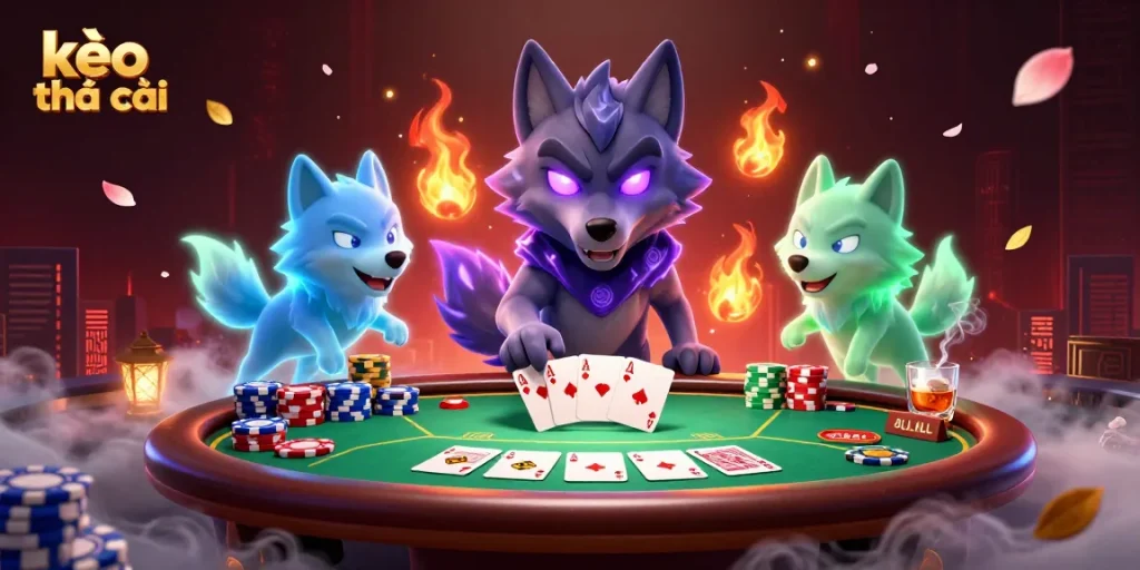 Experience thrilling bets with kèo nhà cái in this vibrant poker scene with dynamic characters.